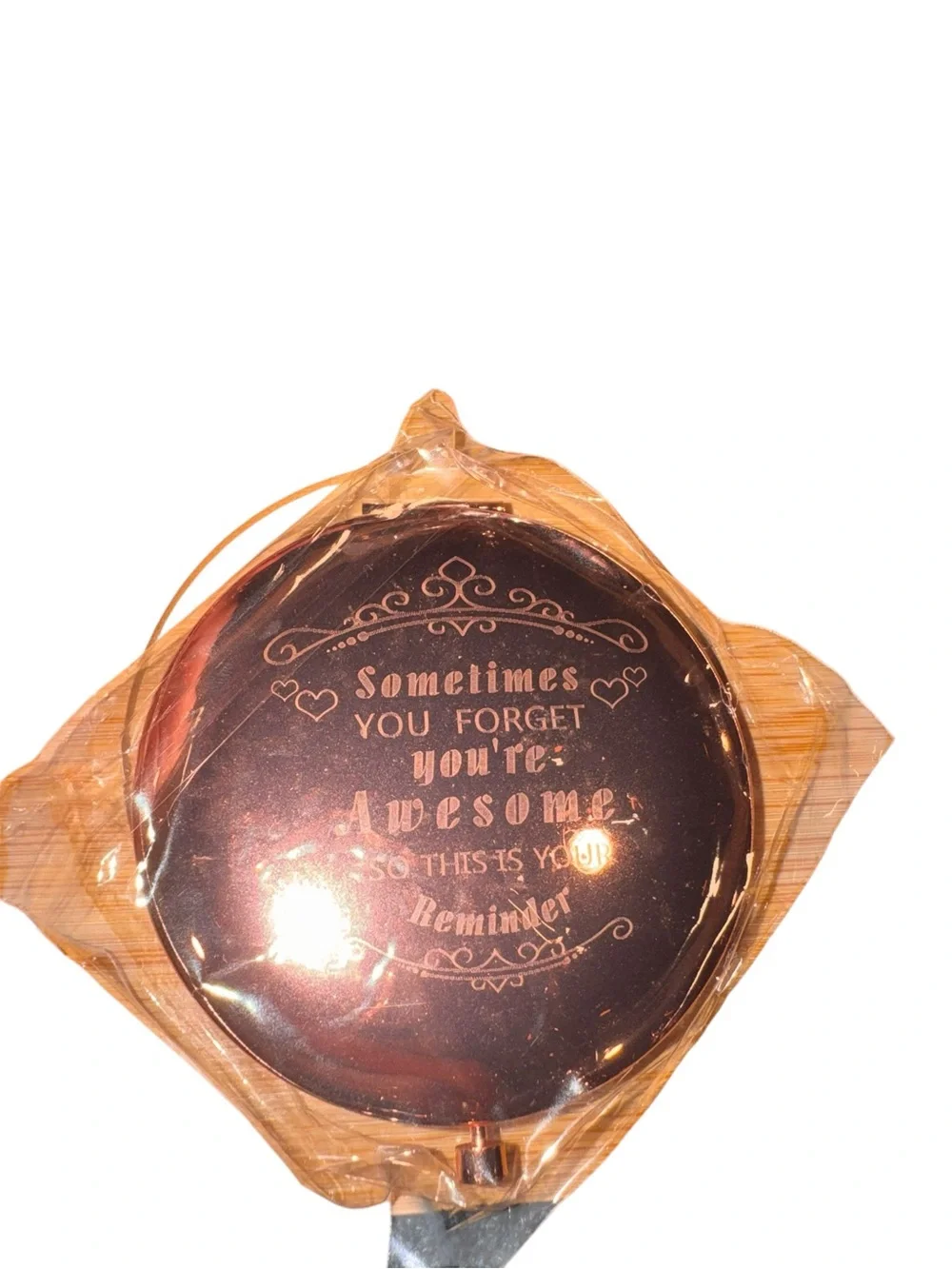 Sparkling Rose-Gold Crystal Compact Mirror
